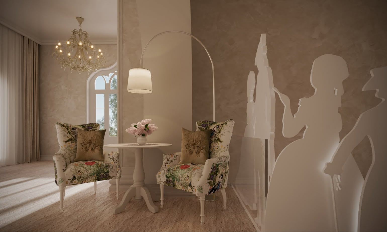 Elegant lounge seating area with soft lighting